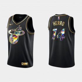 Dres Miami Heat Tyler Herro 14 Nike 2021-22 Crno Golden Edition 75th Anniversary Diamond Swingman